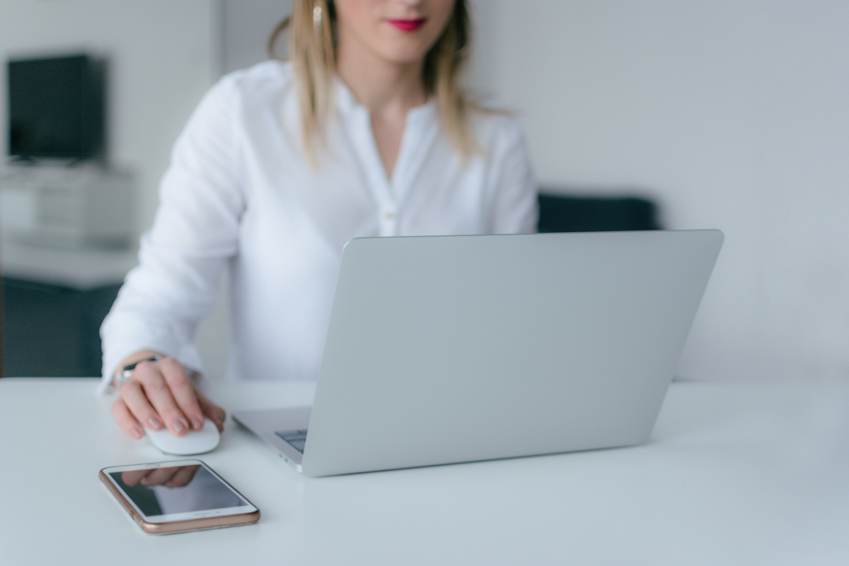 Lady at desk working.